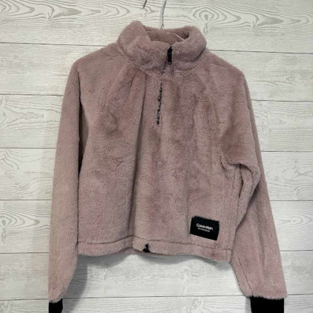 Calvin Klein Light Pink Quarter Zip Sherpa Size- Small